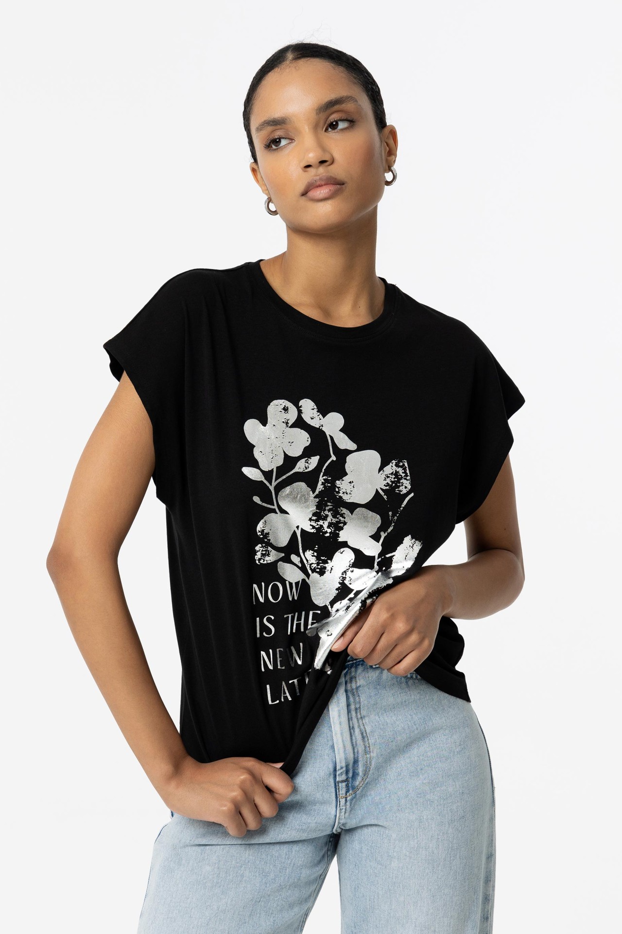 Printed T-shirt with Shiny Details