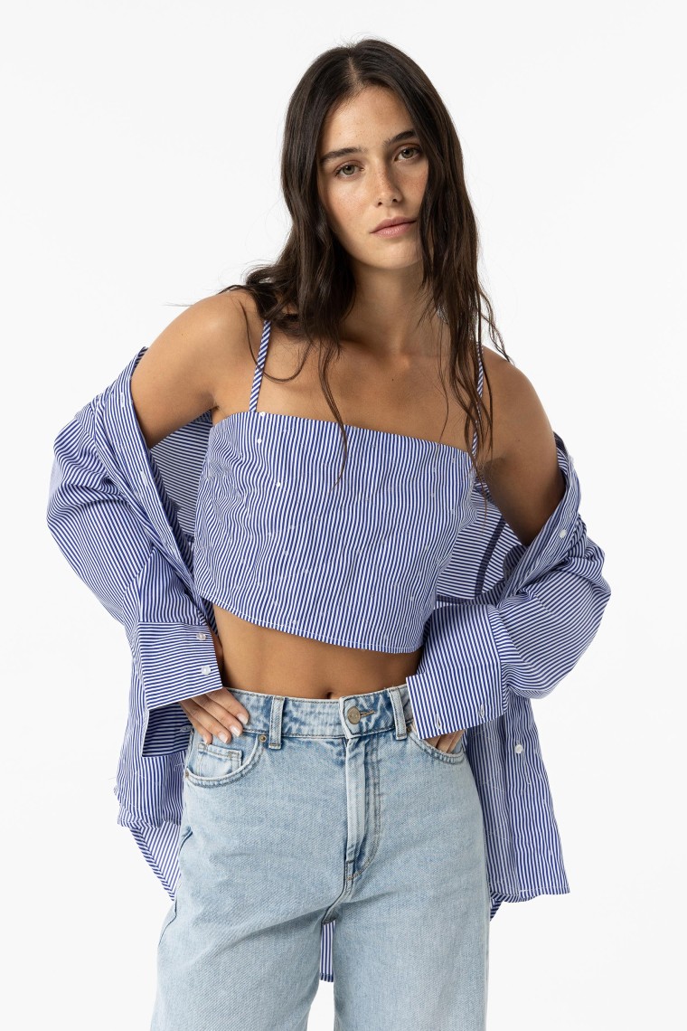 Crop Top Rayas con Lentejuelas