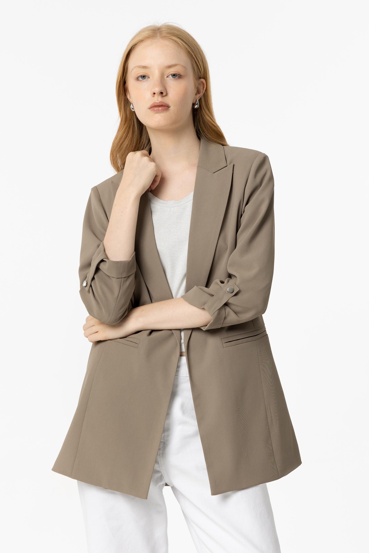 Blazer with Rolled-up Sleeves