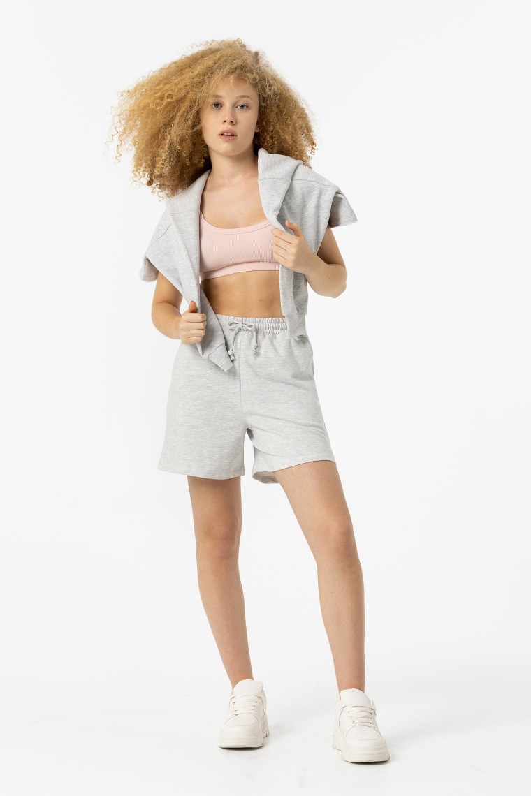 Plush Shorts with Drawstring