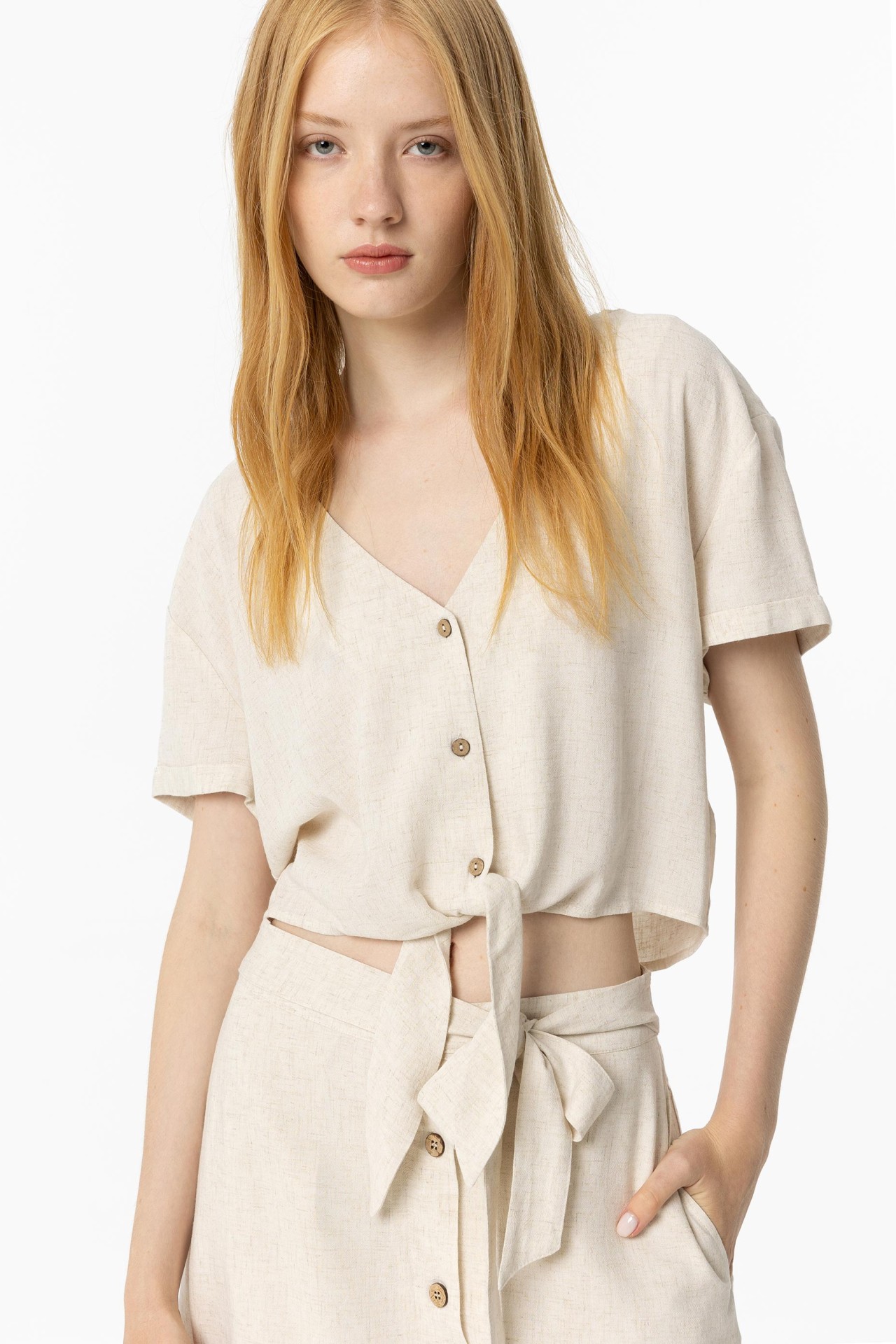 Linen Blouse with Knot