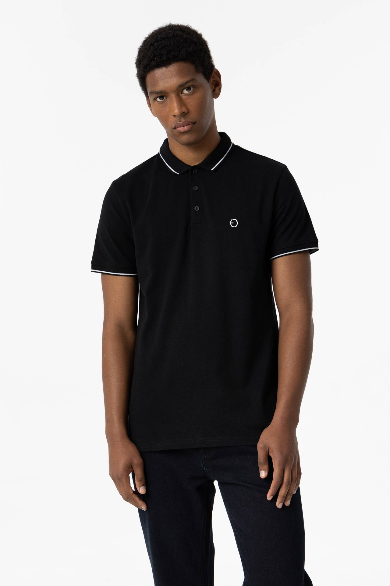 Black Short Sleeve Polo