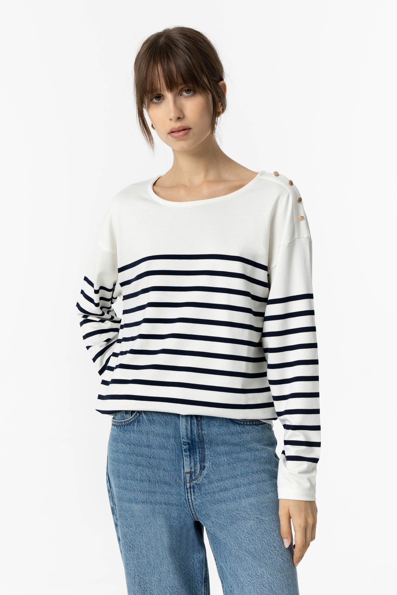 Striped T-shirt with Buttons