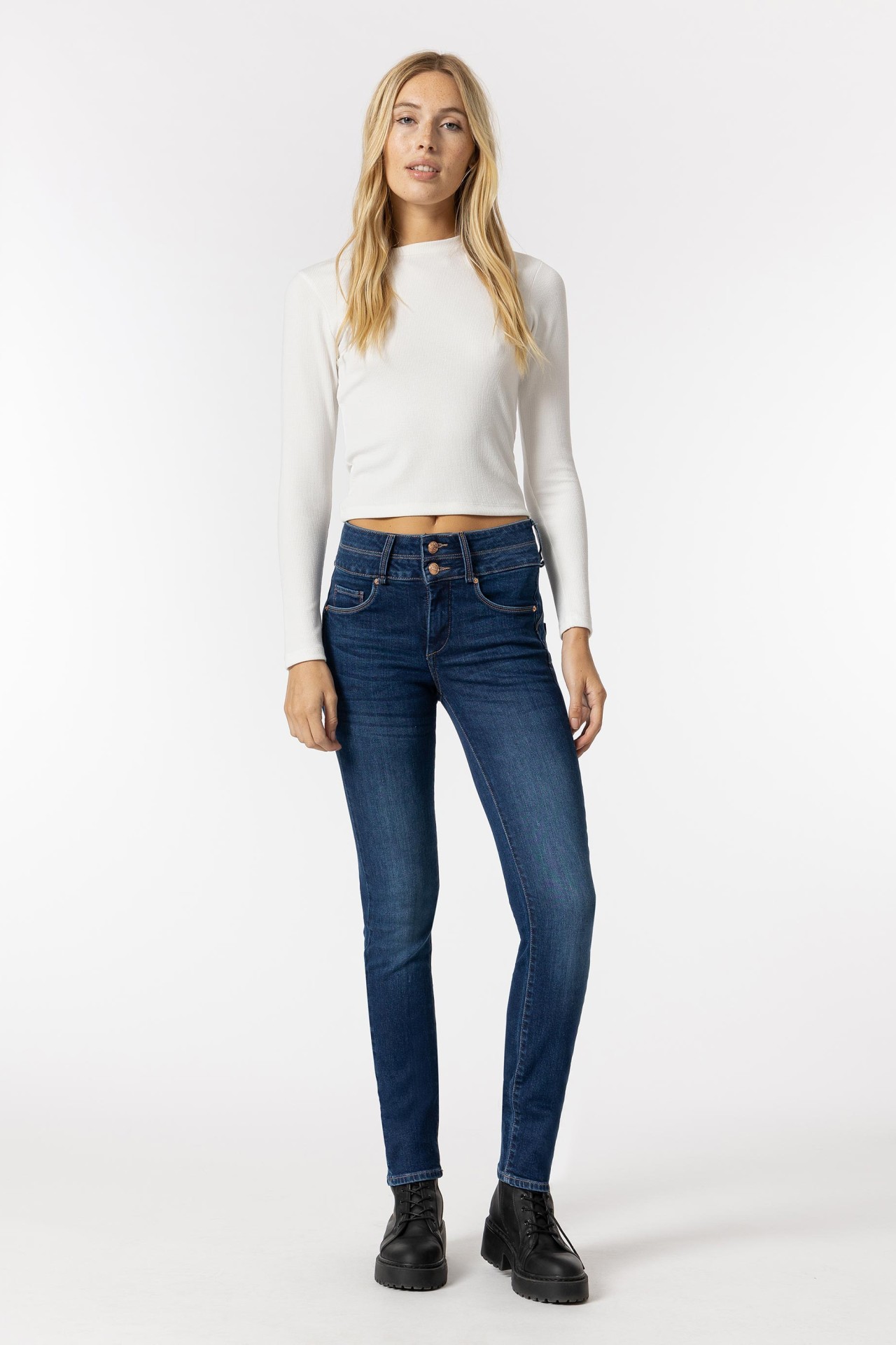 Jeans Double-up Slim de Cintura Alta