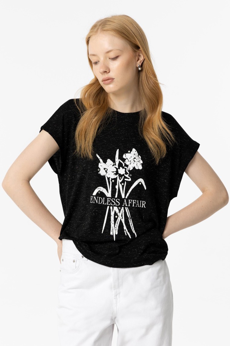 Shimmery T-shirt with Text