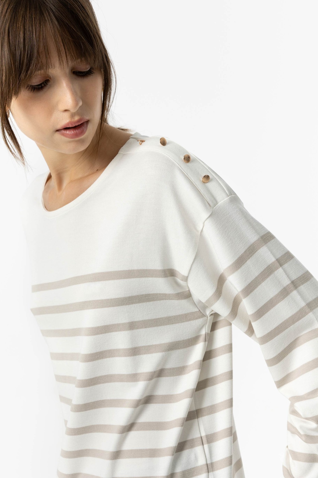 Striped T-shirt with Buttons