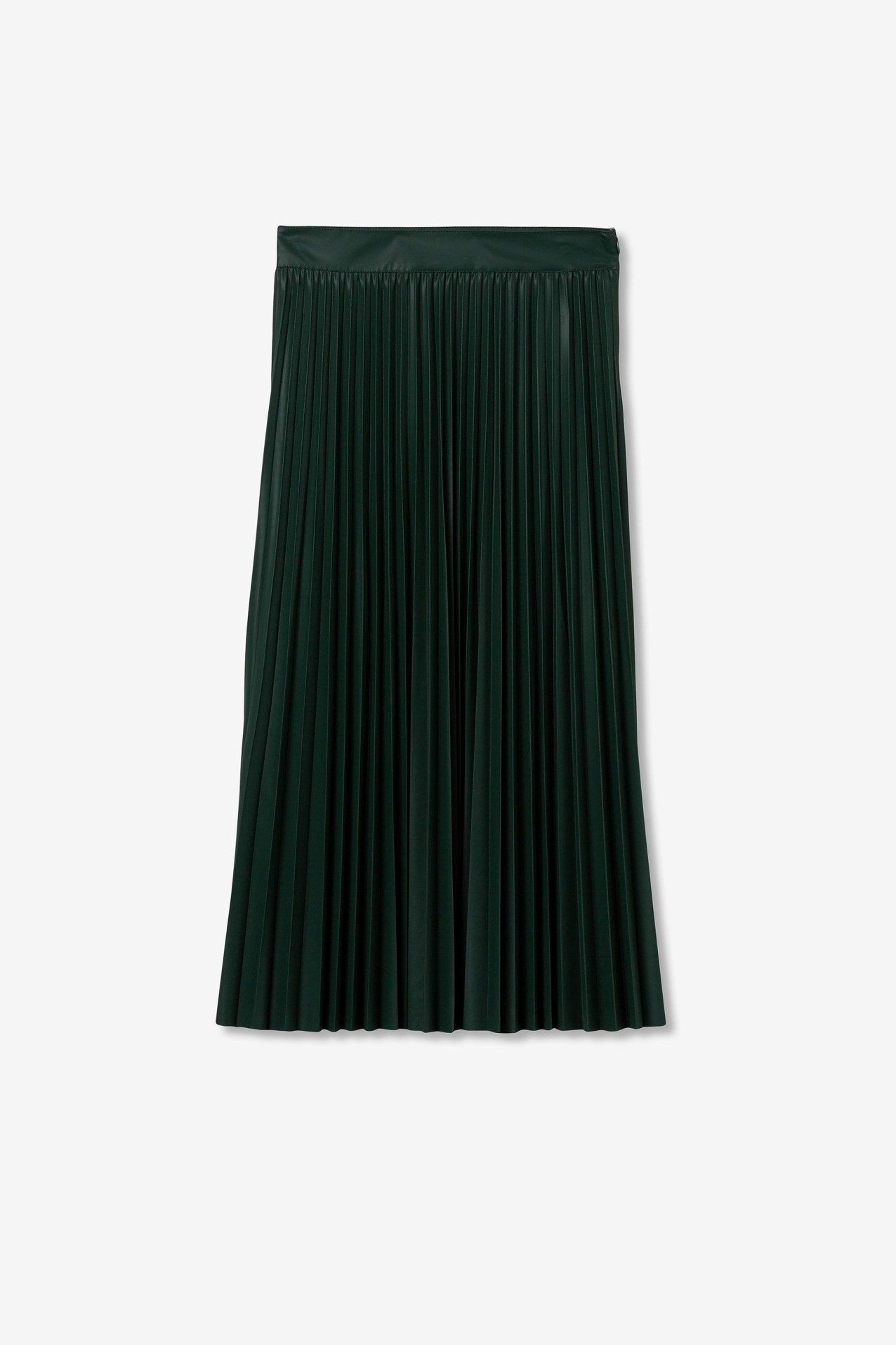 Leather Effect Pleated Midi Skirt