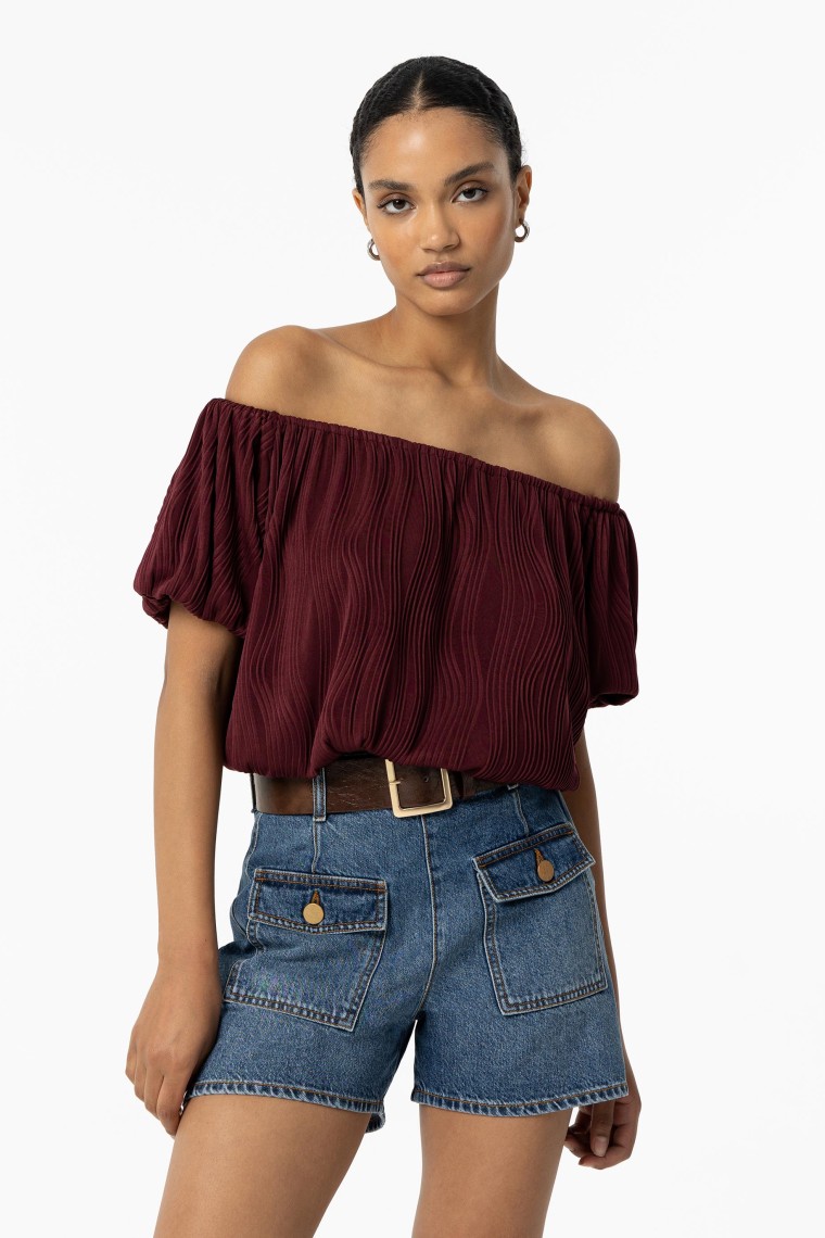 Off-the-shoulder Textured Top