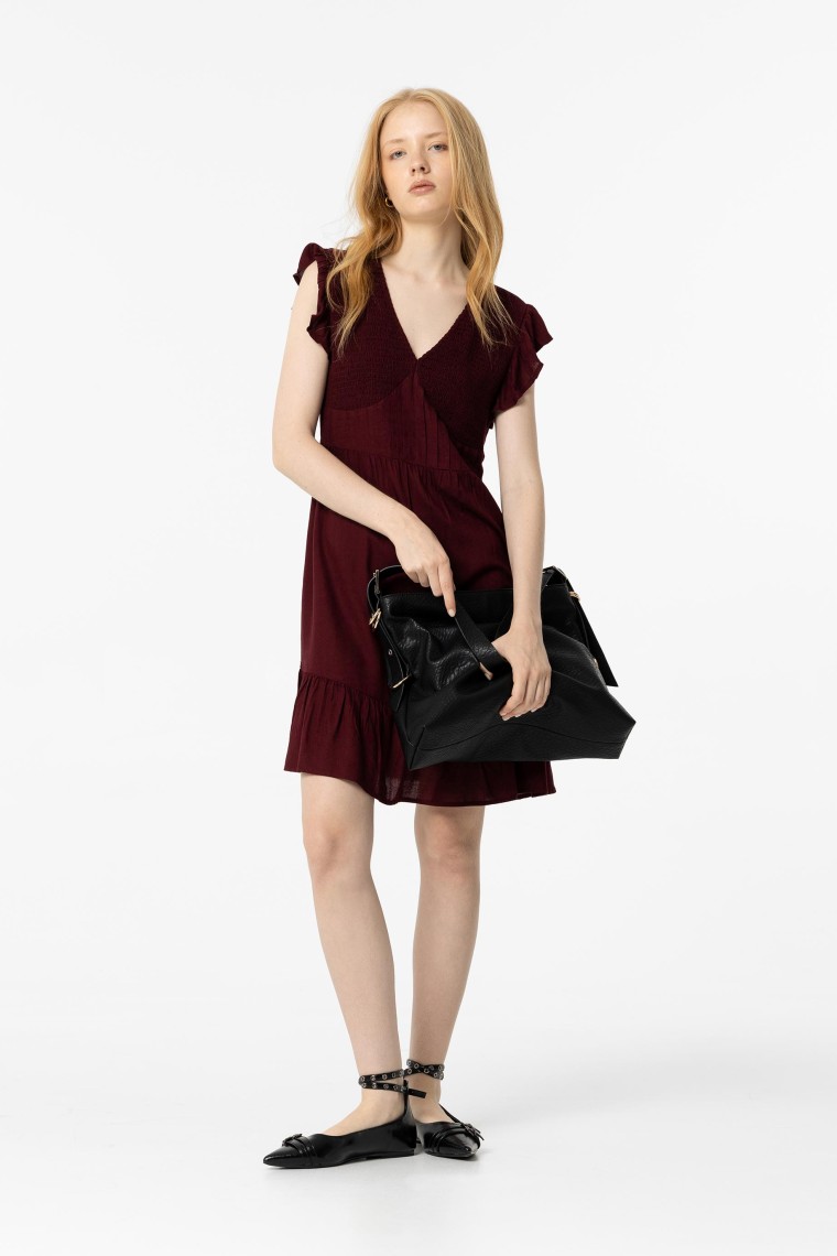 Textured Dress with Elastic