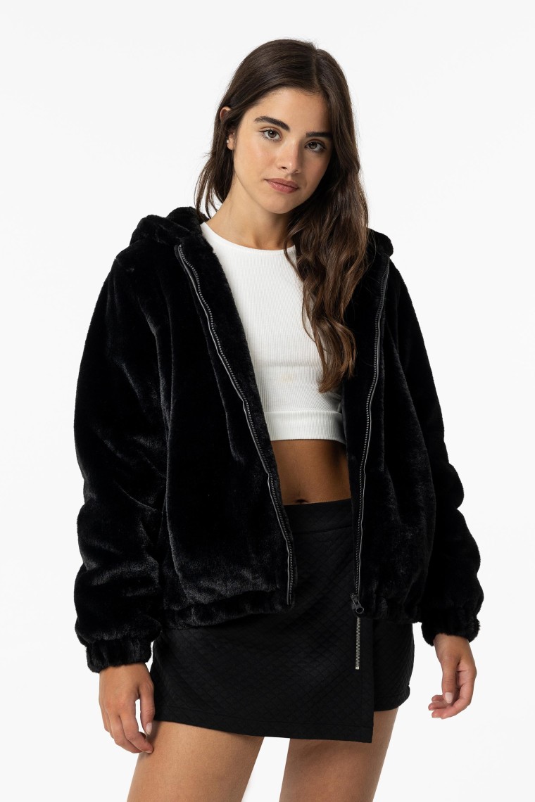 Faux Fur Jacket with Hood