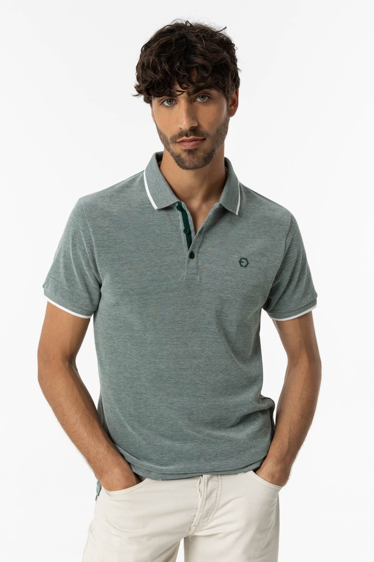 Piqu Polo Shirt with Embossed Print Detail