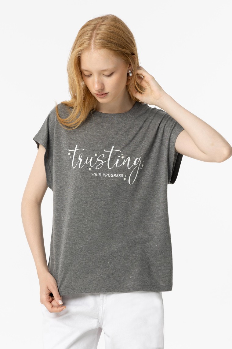 Shimmery T-shirt with Text