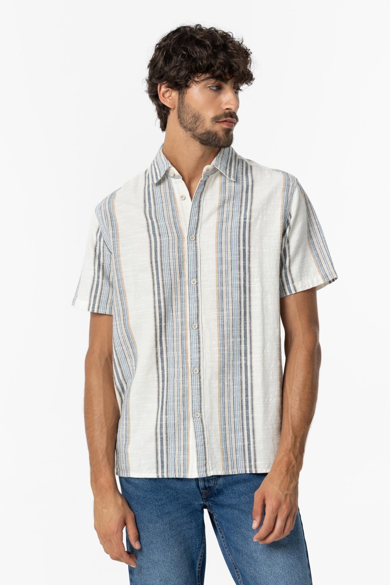 Striped Regular Fit Textured Shirt