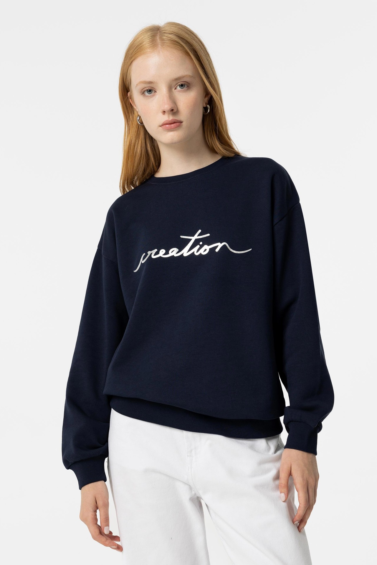 Sweatshirt com Texto Frontal