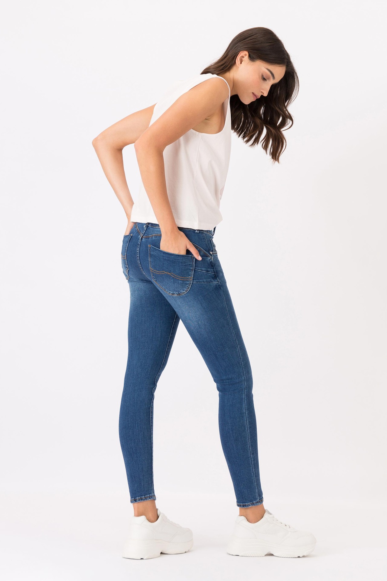 Jeans Double-up Skinny Efeito Lavado