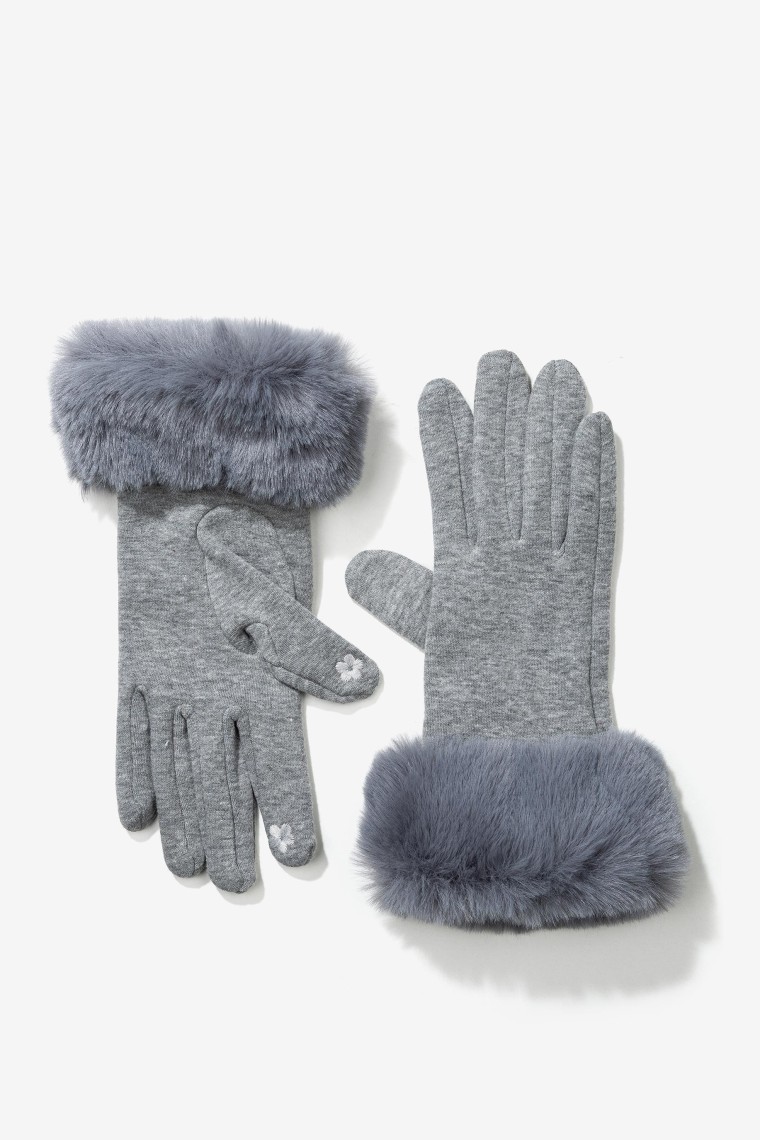 Touch Screen Gloves with Faux Fur