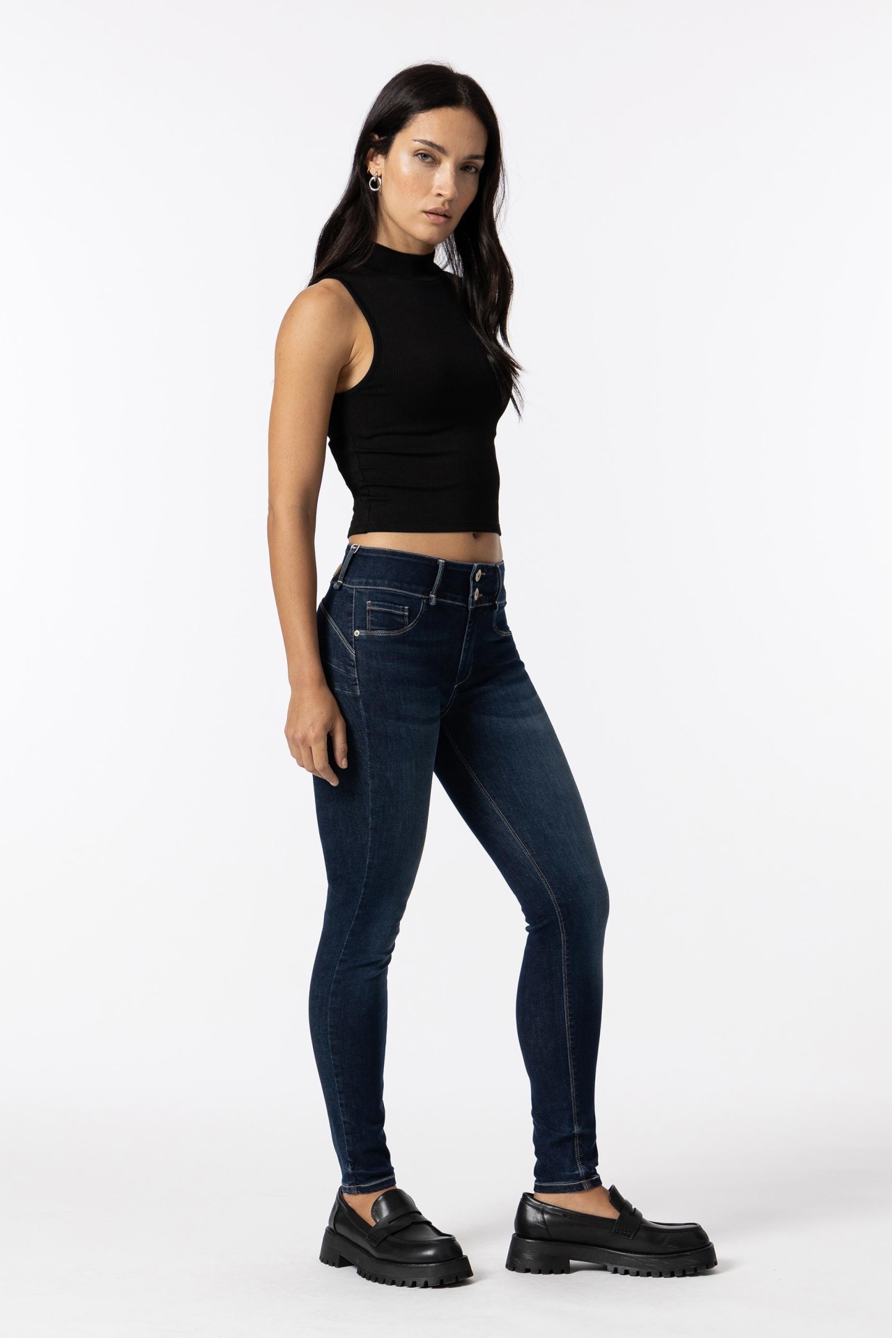 Jeans One Size Double-up Skinny Tiro Alto