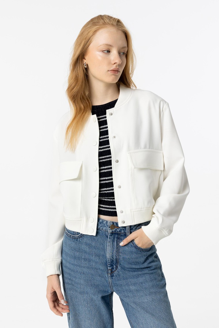 Chaqueta Bomber con Bolsillos