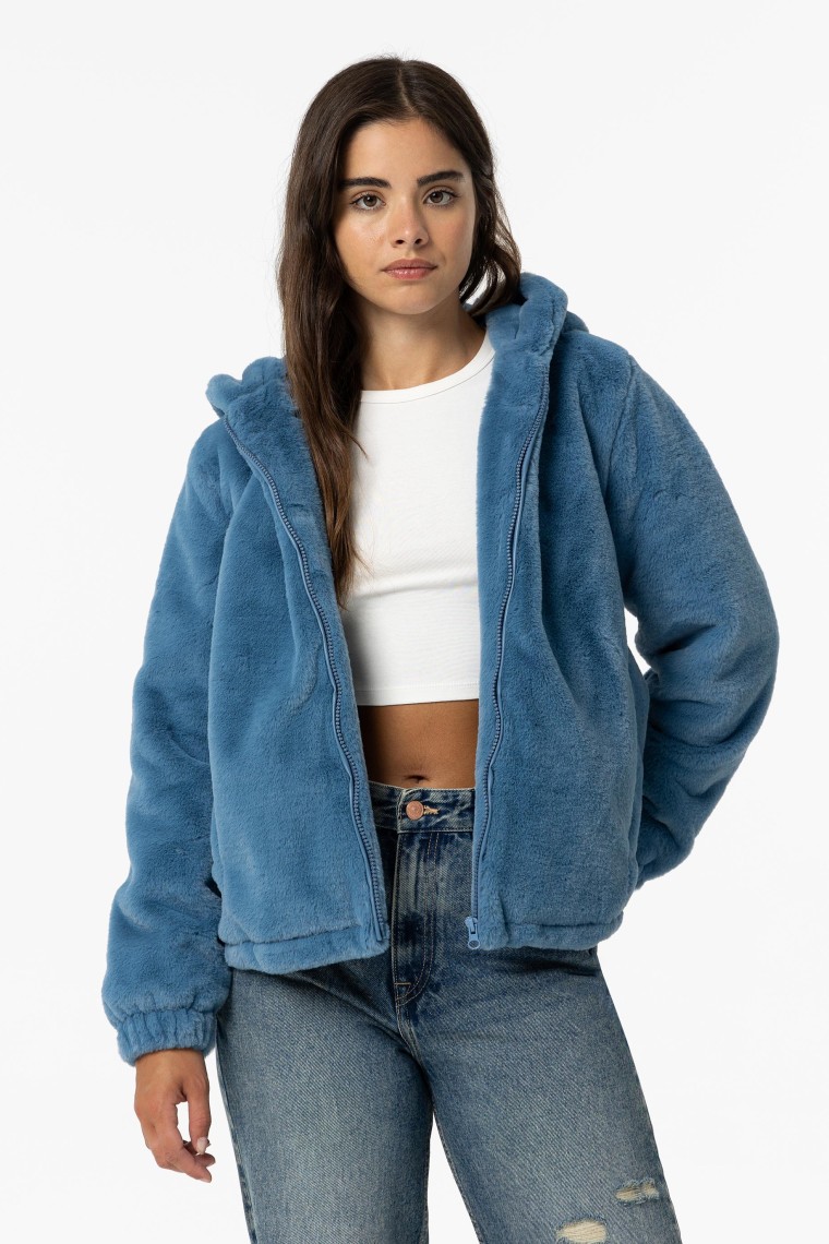 Faux Fur Jacket with Hood