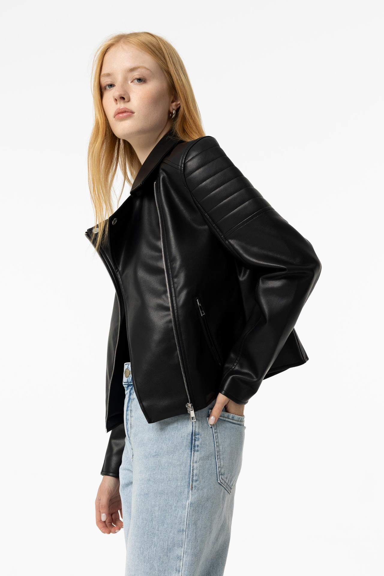 Leather Effect Biker Jacket