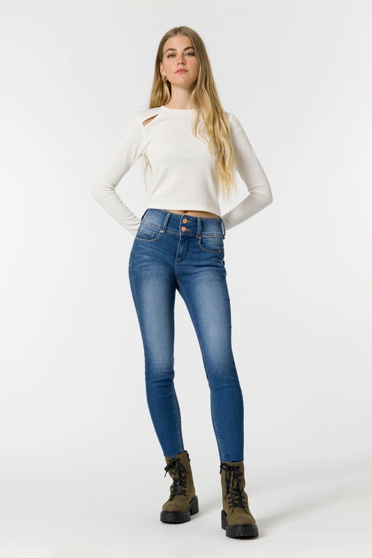 Jeans Double-up Skinny Tiro Alto Trmicos