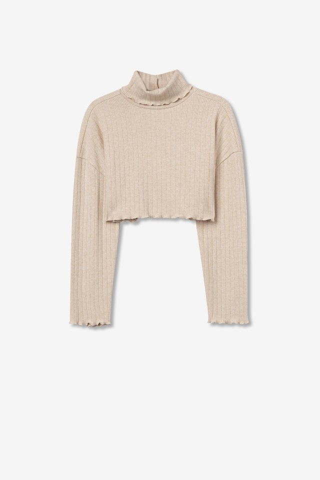 Beige Long Sleeve T-Shirt