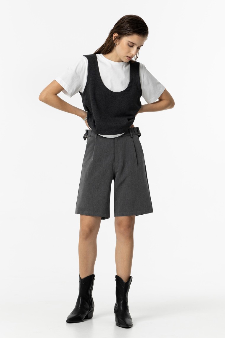 Bermuda Shorts with Side Buckles