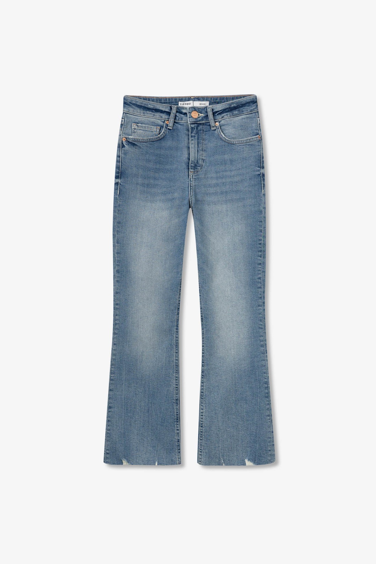 Jeans Megan Cropped Flare Tiro Alto