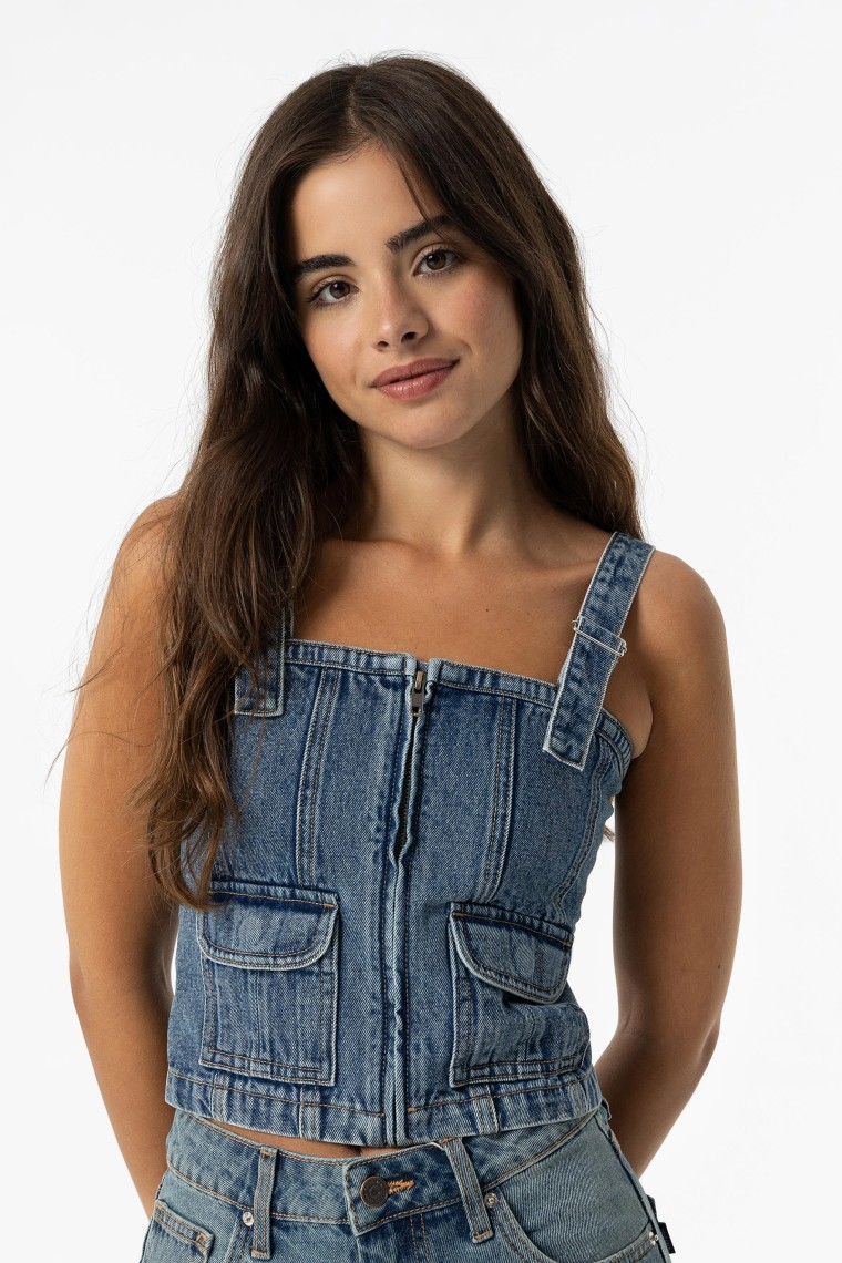 Denim Top with Pockets