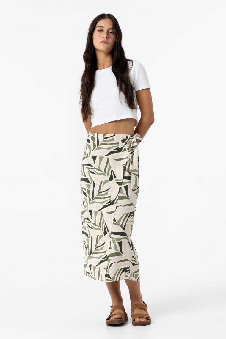 Printed Midi Skirt with Bow