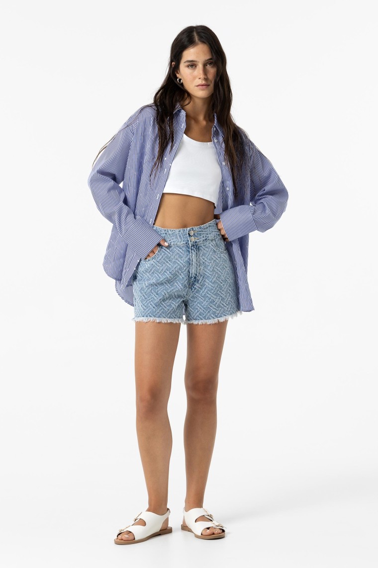 Jacquard Denim Shorts