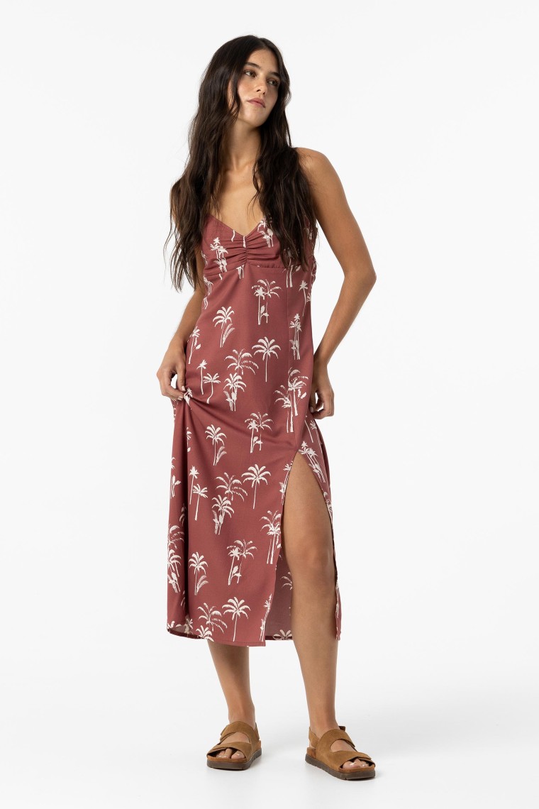 Palm Tree-print Midi Dress