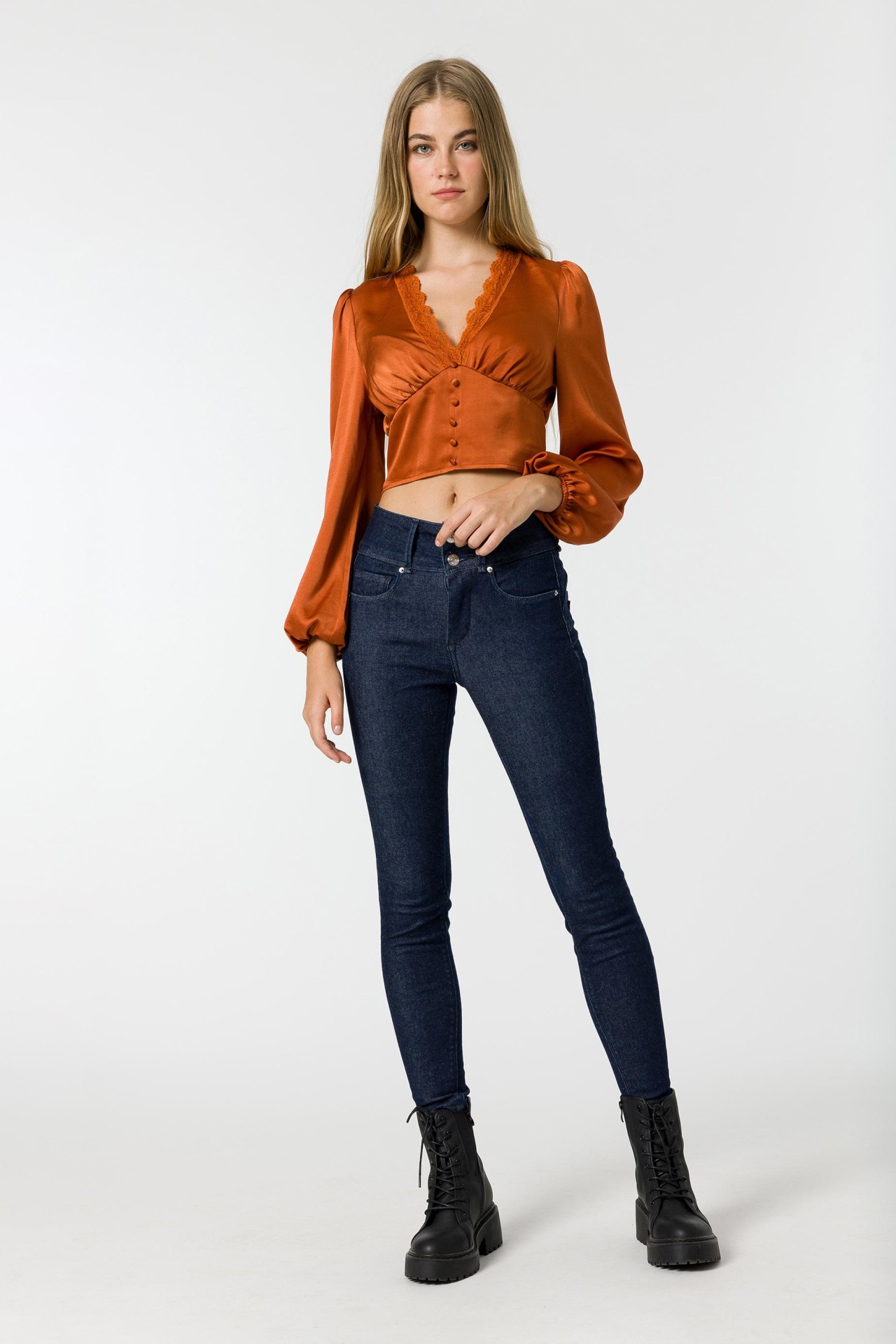 Jeans Double-up Skinny Tiro Alto Trmicos