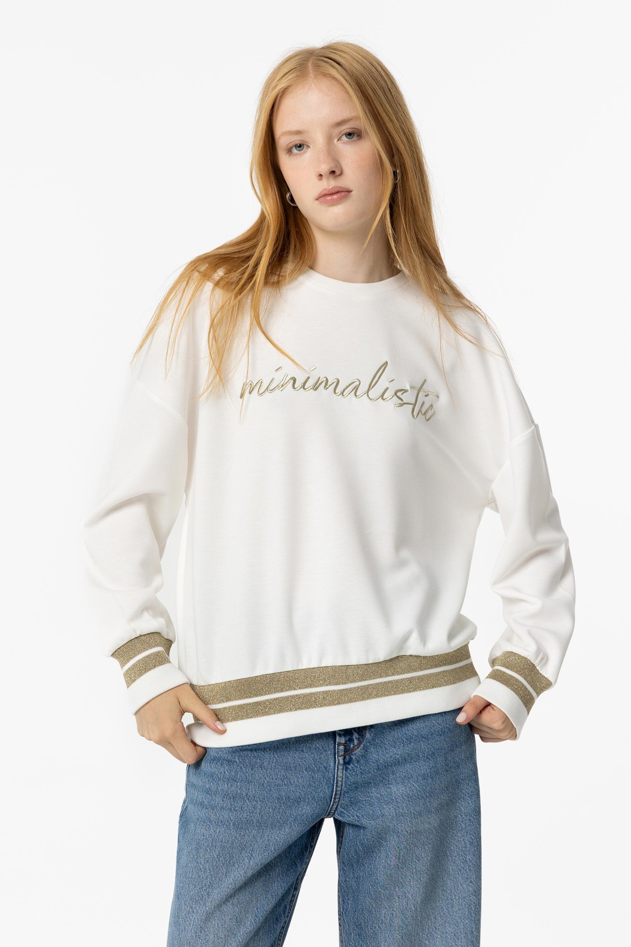 Sweatshirt with Embroidered Text