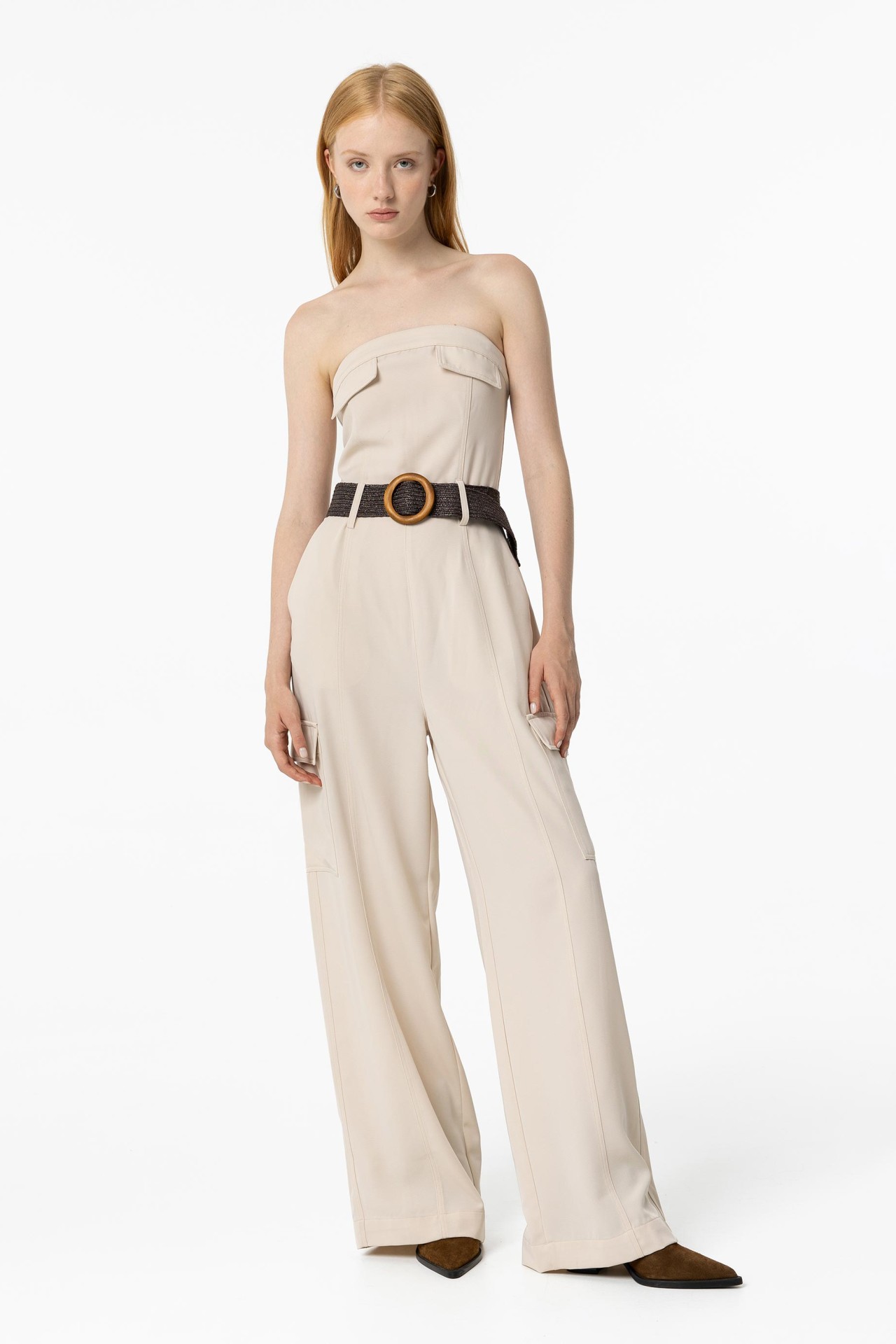 Bandeau Jumpsuit with Belt