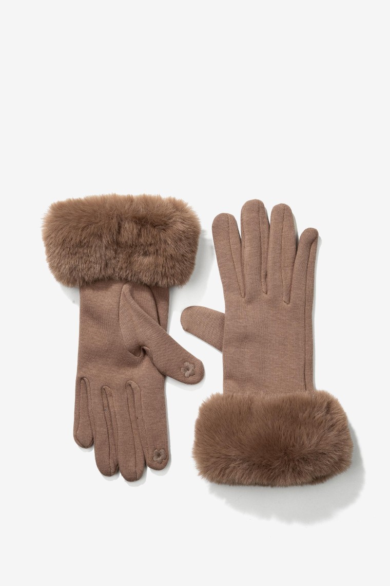 Touch Screen Gloves with Faux Fur