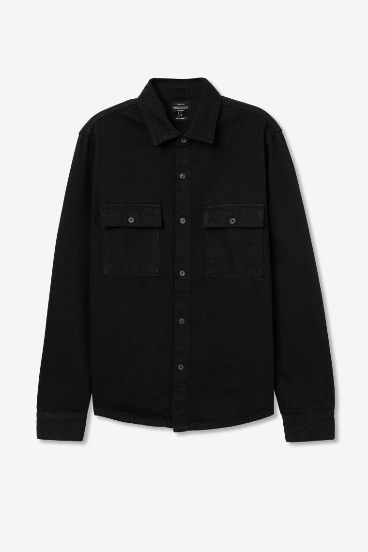 Camisa Manga Comprida Overshirt Fit Preto