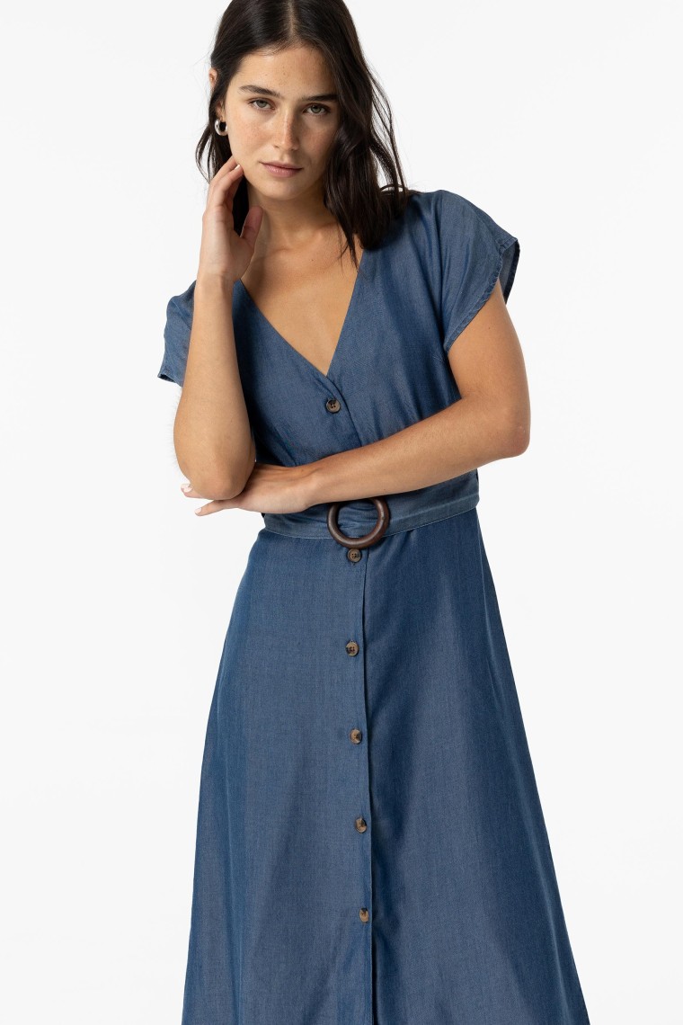 Tencel Midi Dress with Belt