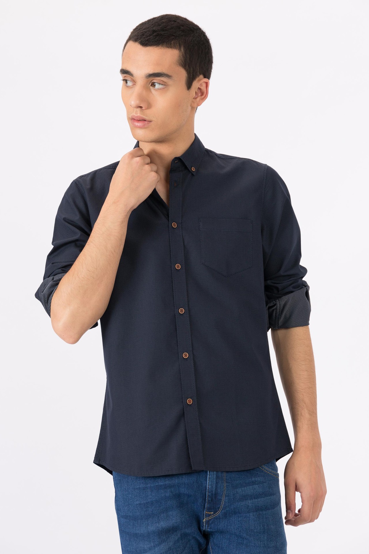 Camisa Estructura Dobby Slim Fit