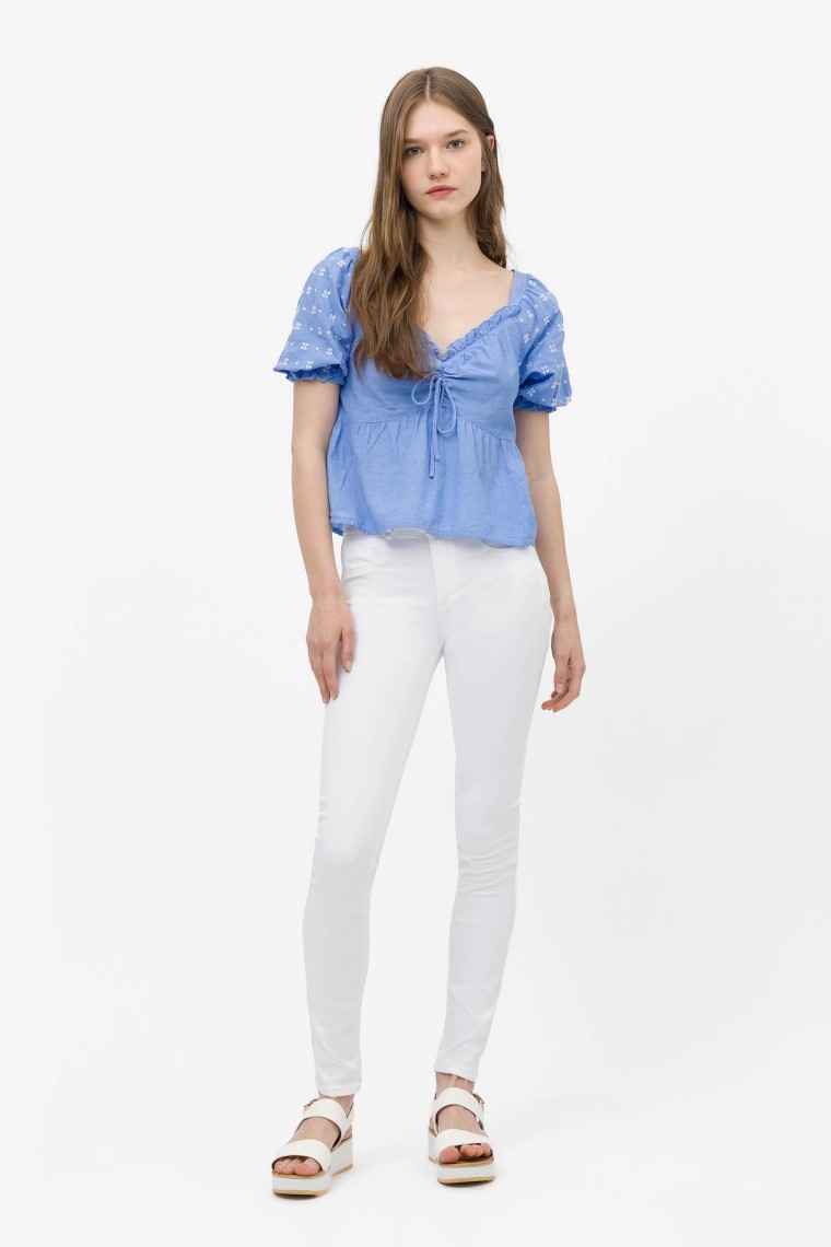 Jeans One Size Double-up Skinny Tiro Alto