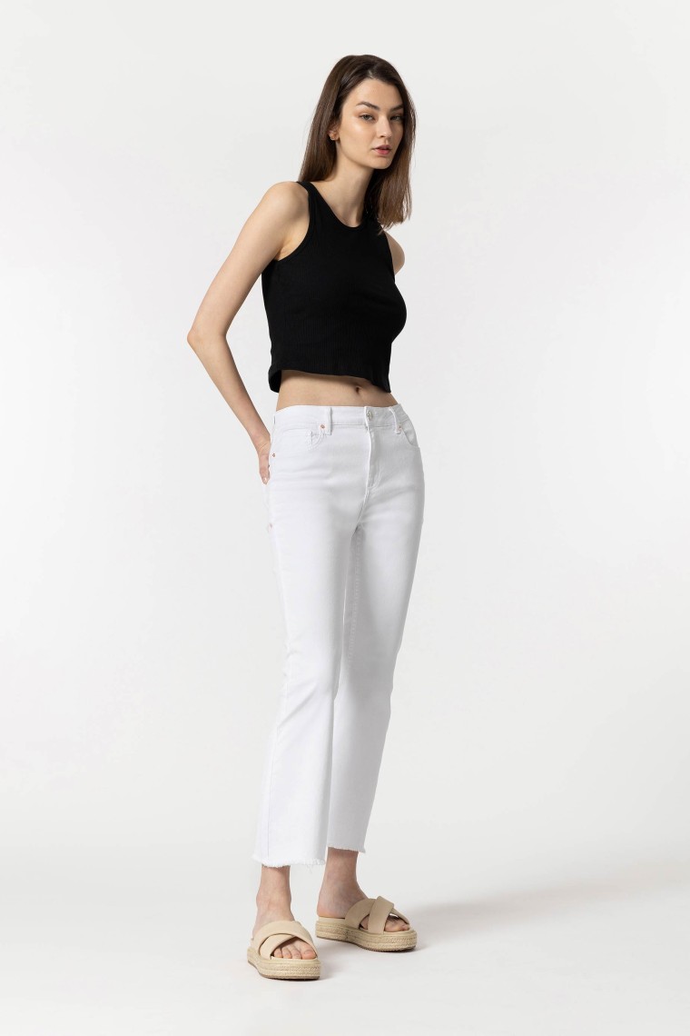 Jeans Megan Cropped Flare Cintura Alta