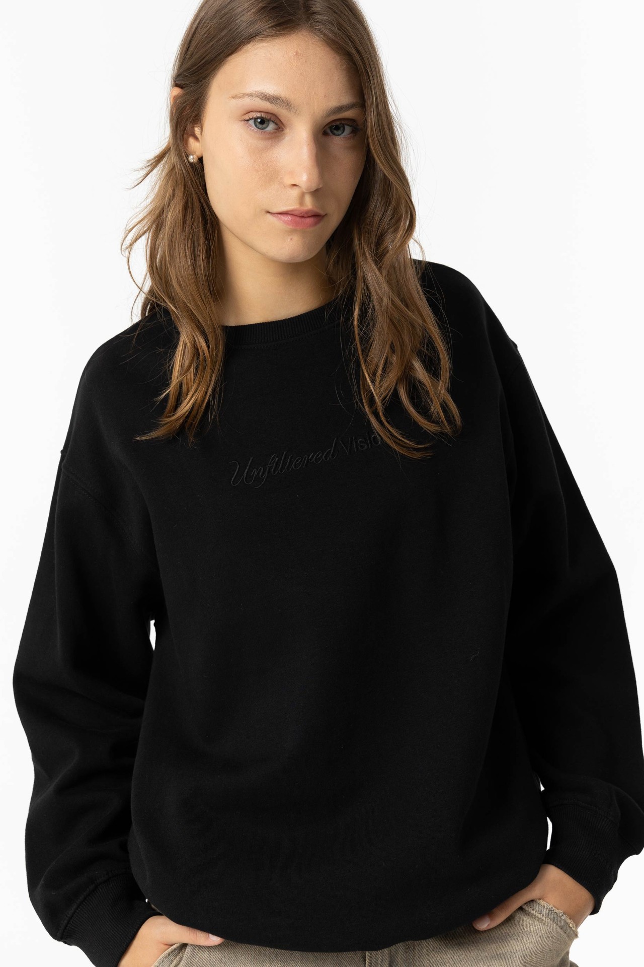 Sweatshirt Oversize com Mensagem Frontal