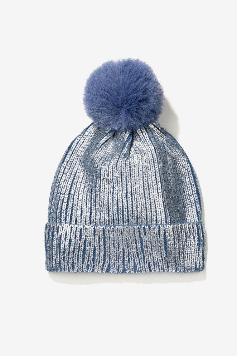 Pompom Metallic Beanie