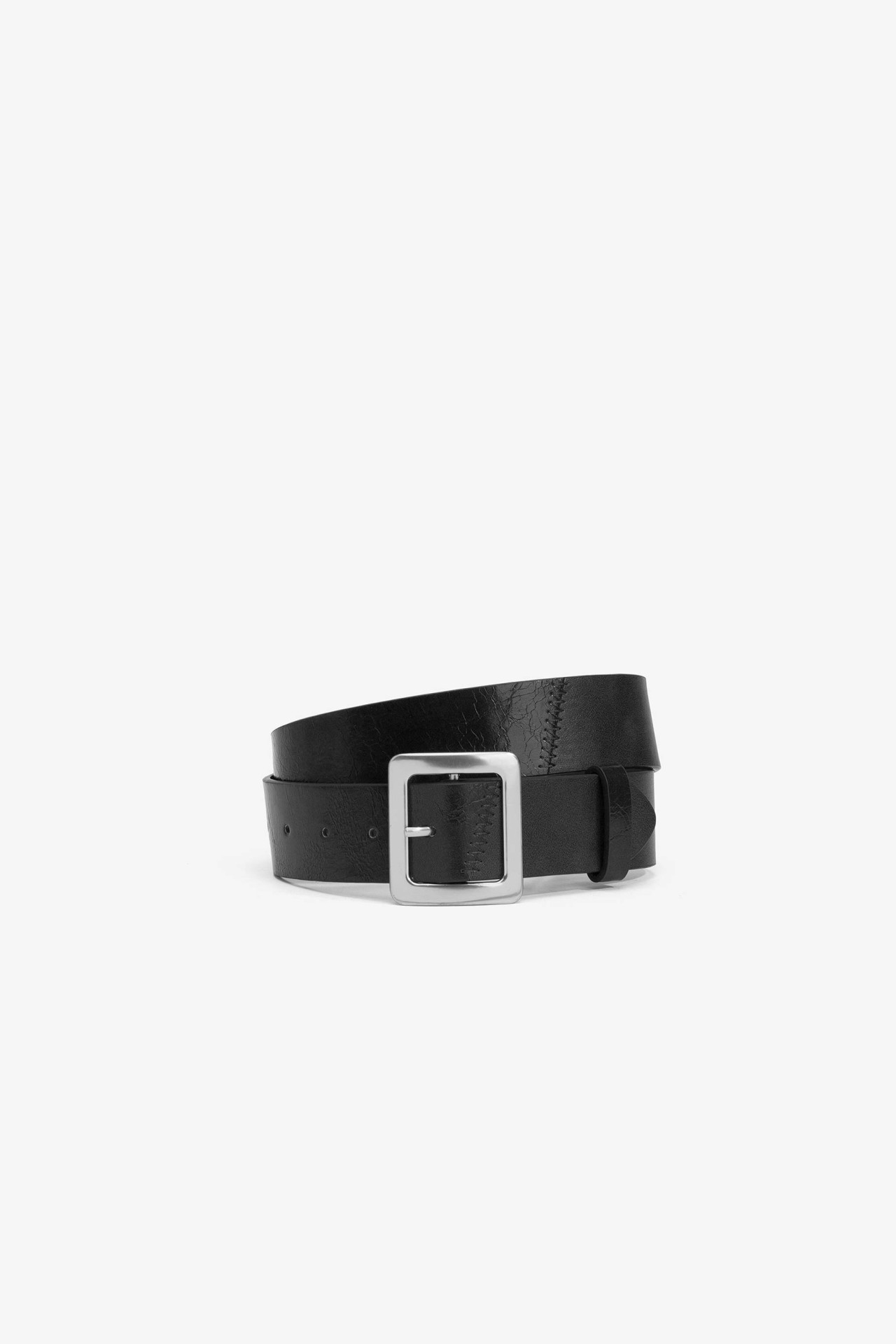 Contrast Belt with Topstiching