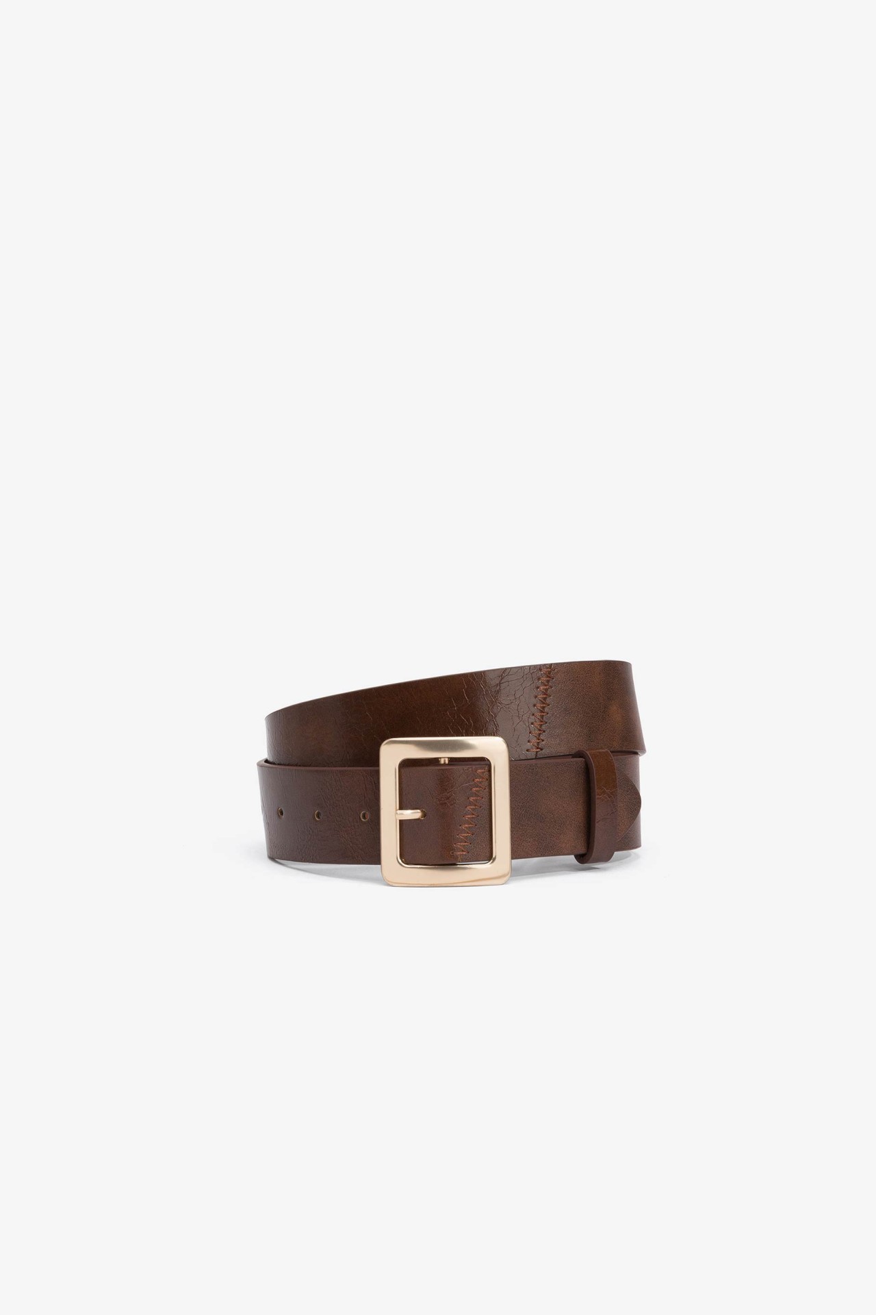 Contrast Belt with Topstiching