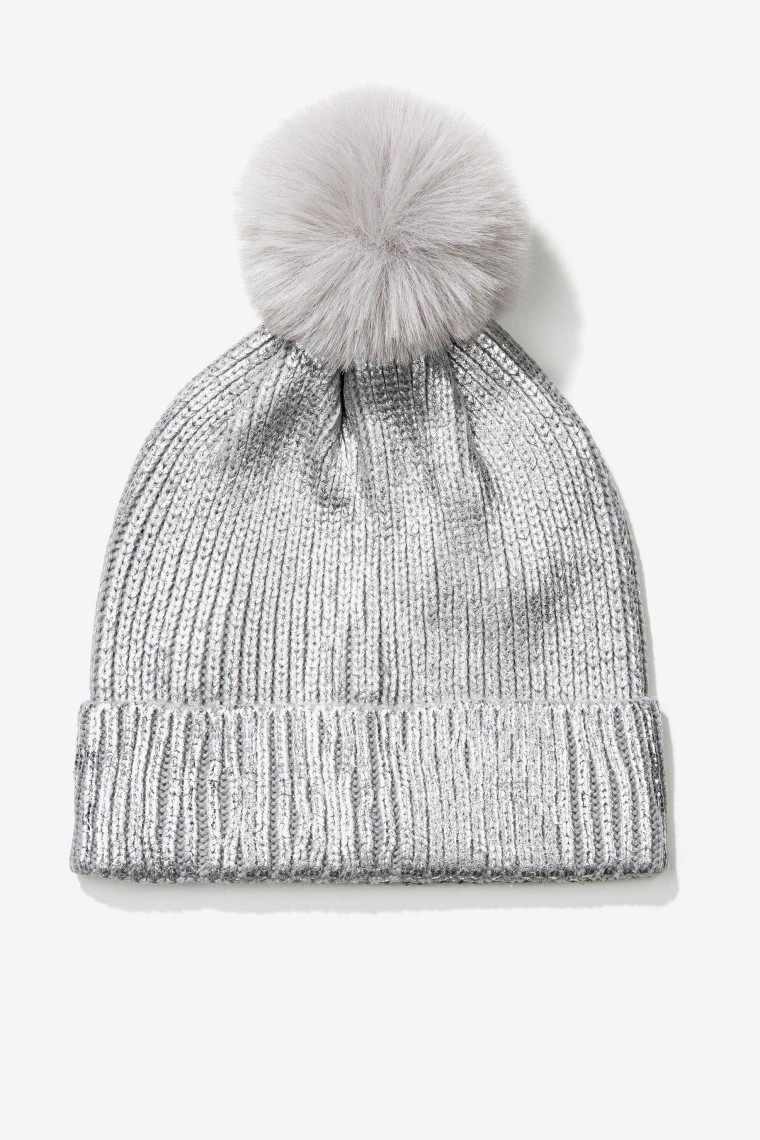 Pompom Metallic Beanie