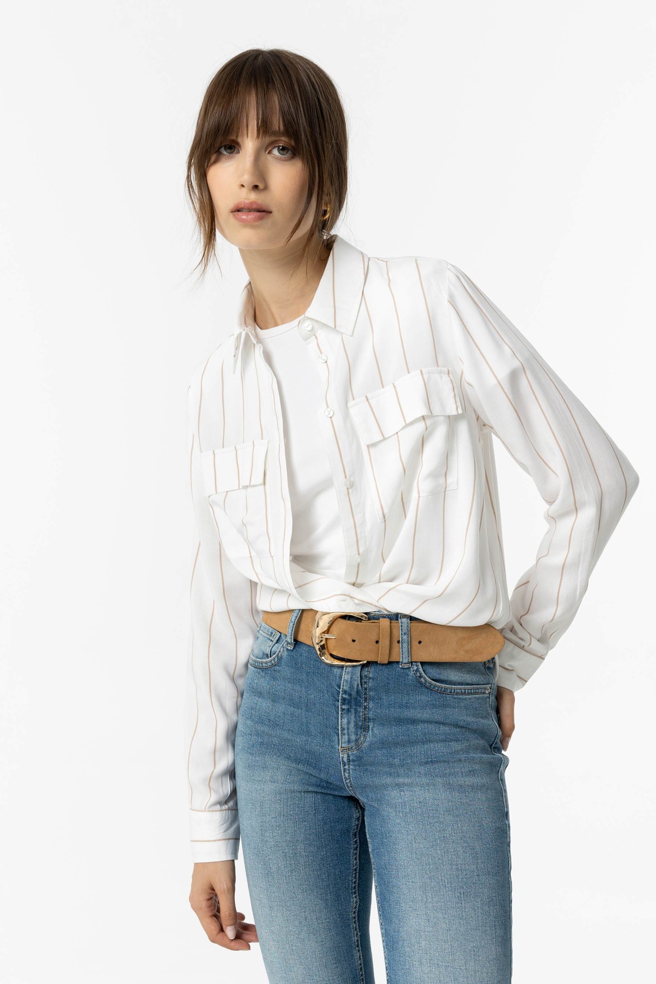 Striped Shirt with Front Pockets