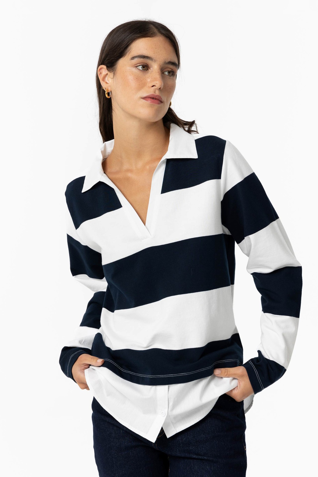 Contrast Striped Polo Shirt