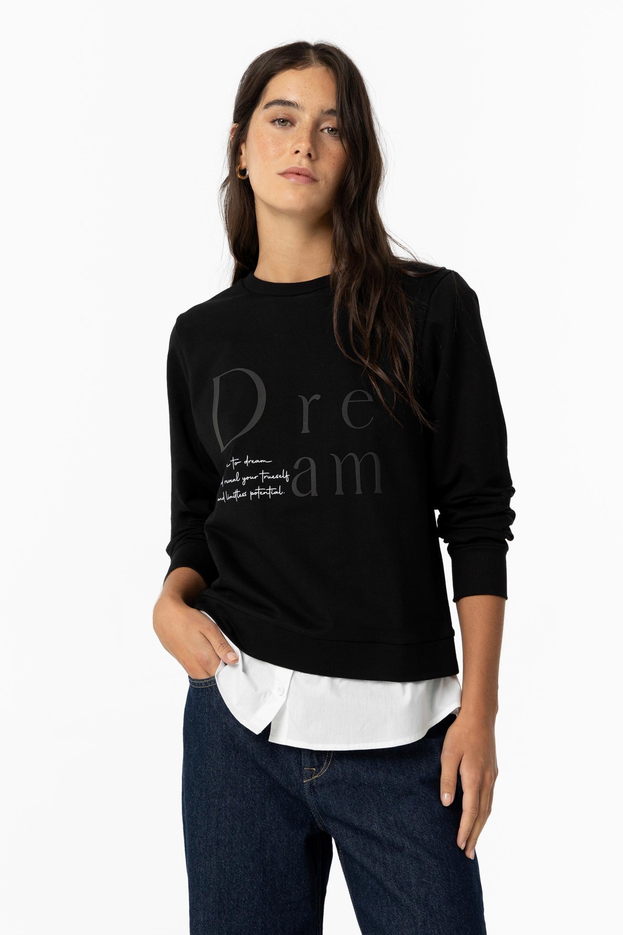 Sweatshirt Combinada com Texto