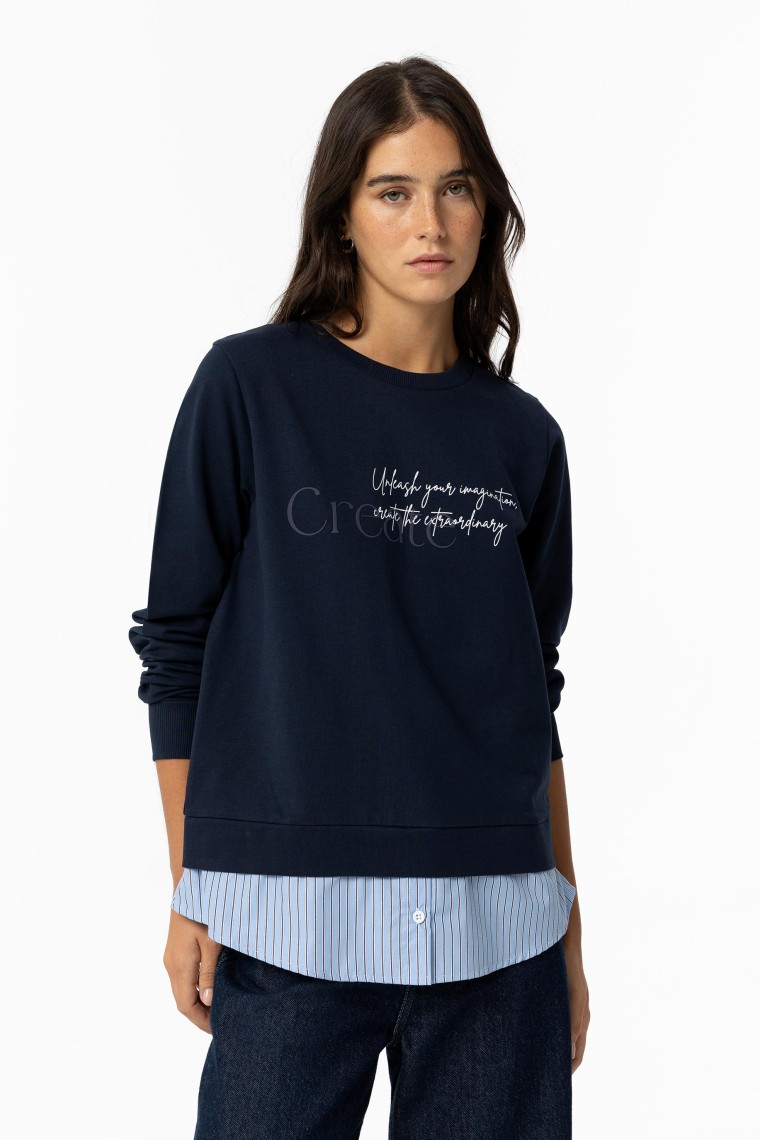 Contrast Sweatshirt with Slogan